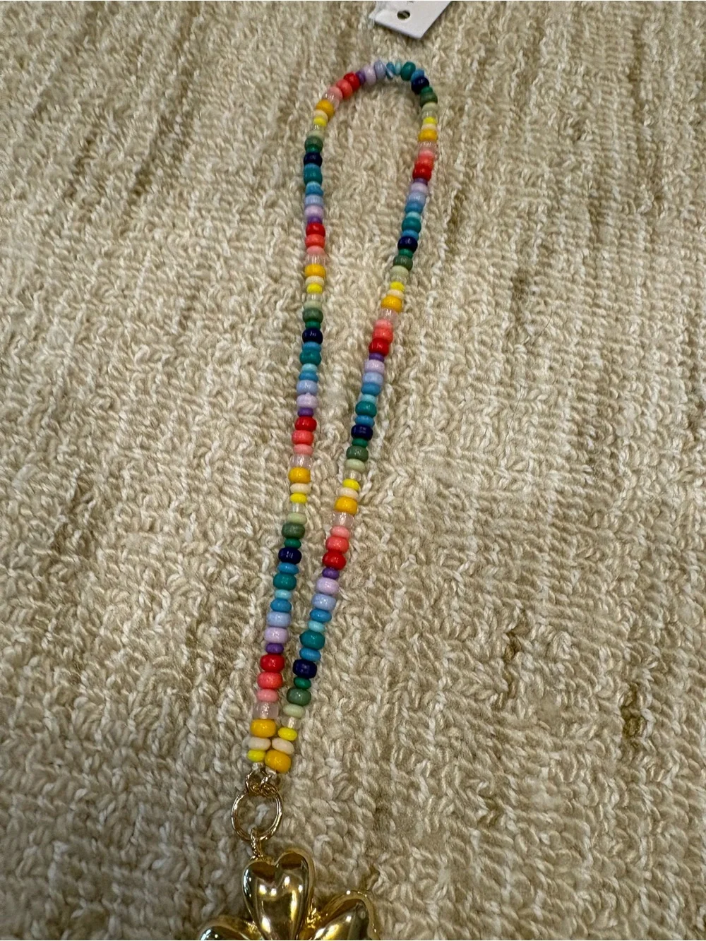 BaubleBar Multi-Color Beaded Gold Clover bag charm